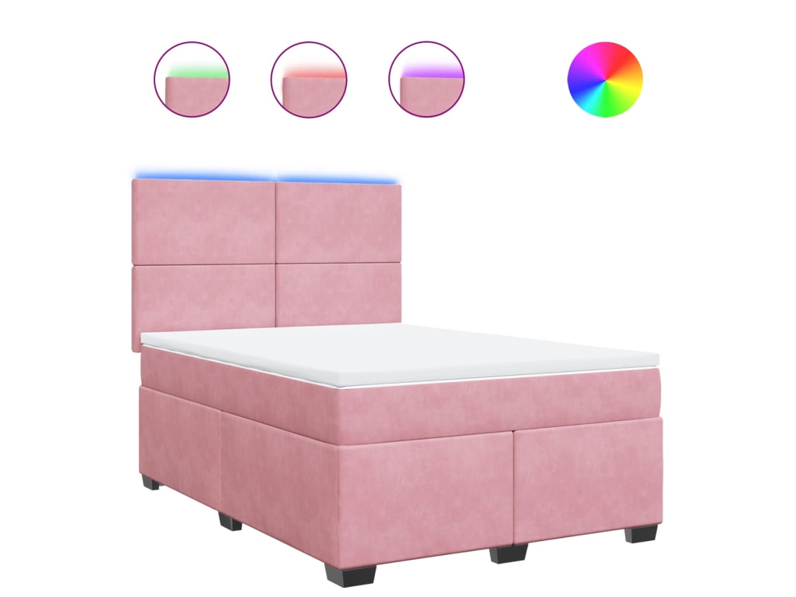 Maison Exclusive - Cama Box Spring Con Colchón Terciopelo Rosa 140x190 Cm
