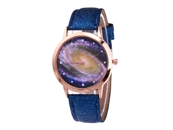 Reloj De Pulsera Redondo De Aleación Para Parejas Con Movimiento De Cuarzo, Azul Oscuro, Estilo Casual De Negocios.