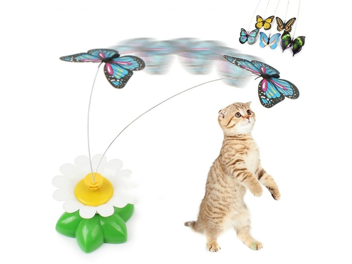 Ats-juguete Eléctrico Giratorio Para Gatos Mariposa Plástica Divertida Juguete Interactivo De Entrenamiento Para Mascotas