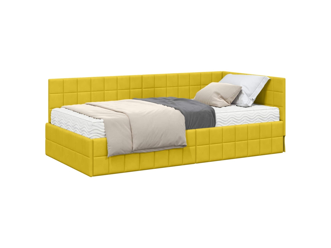 Maison Exclusive - Estructura De Cama Esquina Con Colchón Manual 2 Pcs Amarillo
