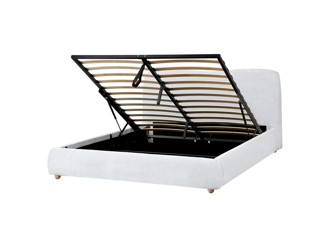 Cama con almacenaje Beliani Blagnac de poliéster gris (180 x 228 x 98 cm)