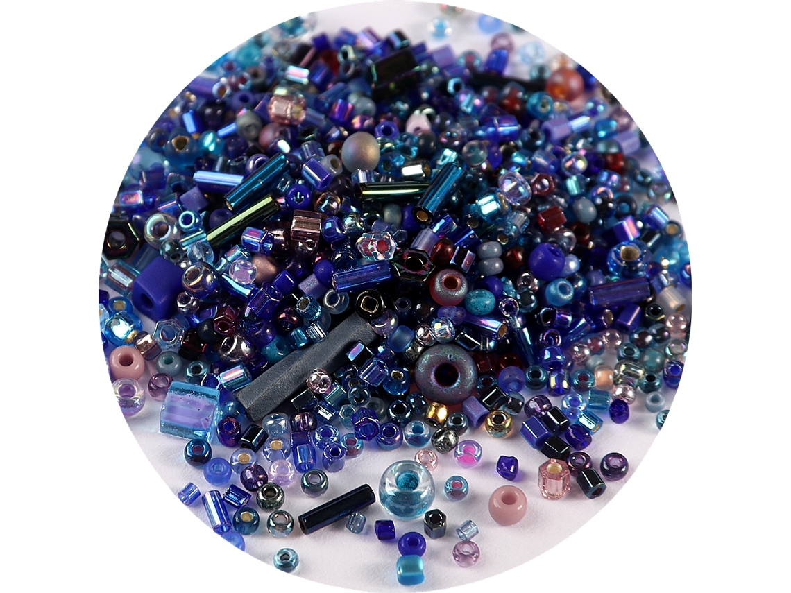 500 cuentas de vidrio redondas en varios colores y tamaños, tubo de vidrio retorcido para accesorios de ropa MDUG (azul oscuro)