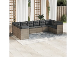 Conjunto de sofás de jardín de 10 piezas DKD Home Decor con cojines de mimbre gris
