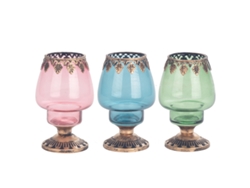 Portavelas Pack 3 Unidades Decoracion Jarrones Y Portavelas Multicolor 12x7x7 cm BY SIGRIS