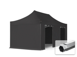 Carpa plegable 3x6 m, aluminio profesional de 40 mm, laterales sin ventanas, color negro