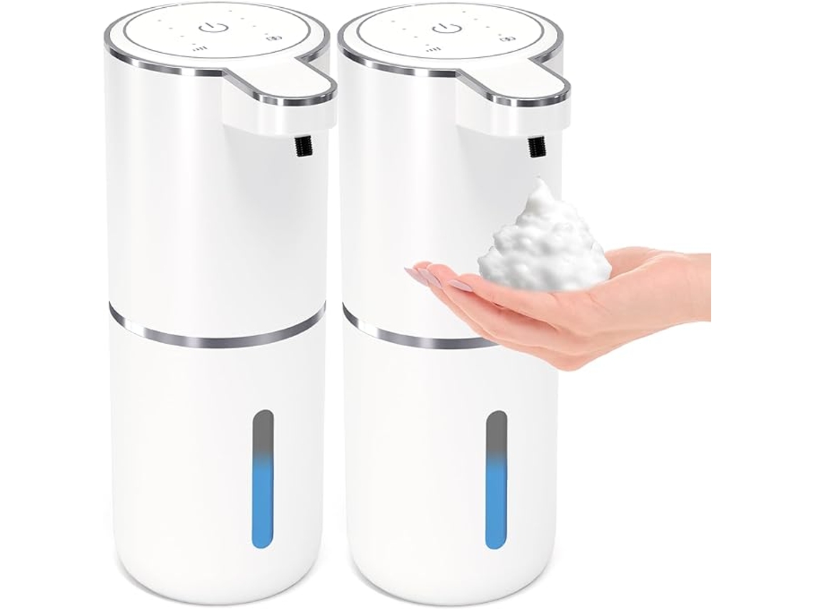 2 Jaboneras Blancas 380ml Automáticas Sin Contacto Recargables Pared Para Baño Cocina