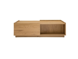 Mesa de Centro Con Almacenaje Y Acabado Roble Claro 2 Cajones 120 Cm Madero MILIBOO