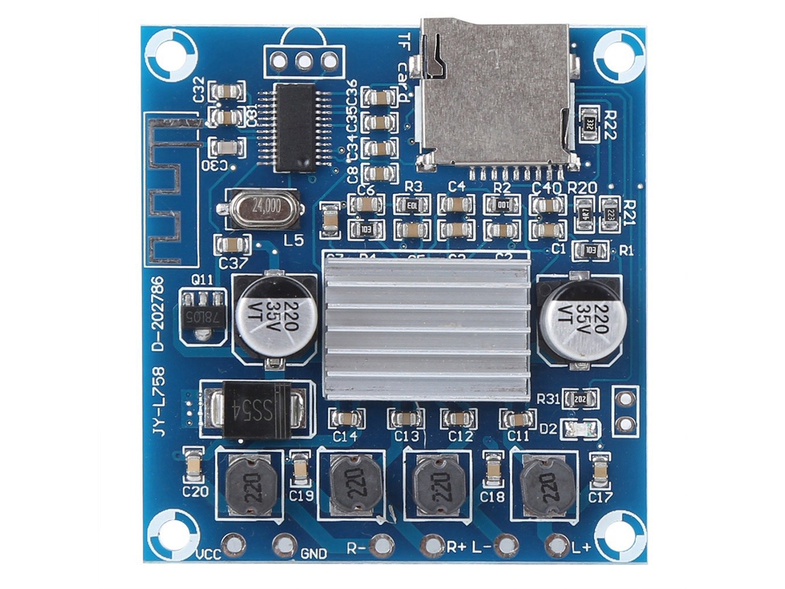 Placa amplificadora digital Bluetooth de doble canal de 15 W + 15 W con soporte para tarjeta de memoria, DC12-24V