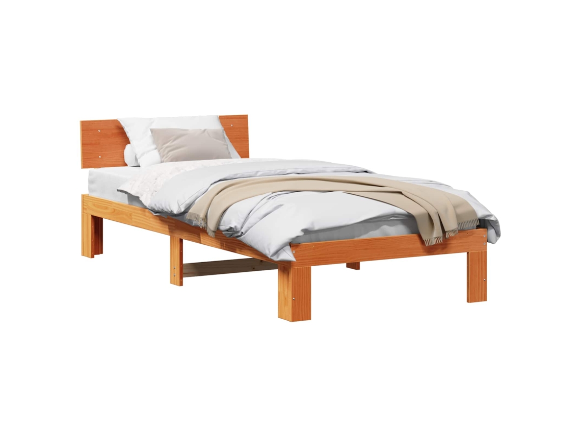Maison Exclusive - Estructura De Cama Con Cabecera Marrón Cera 80 X 200 Cm