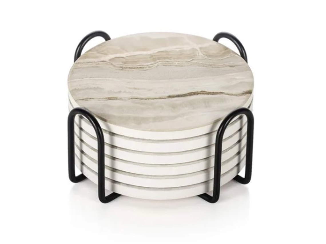 MEOIRUERY 6PCS Soportes Aislantes de Cerámica con Textura de Grano para Tazas de Café y Vasos de Vino