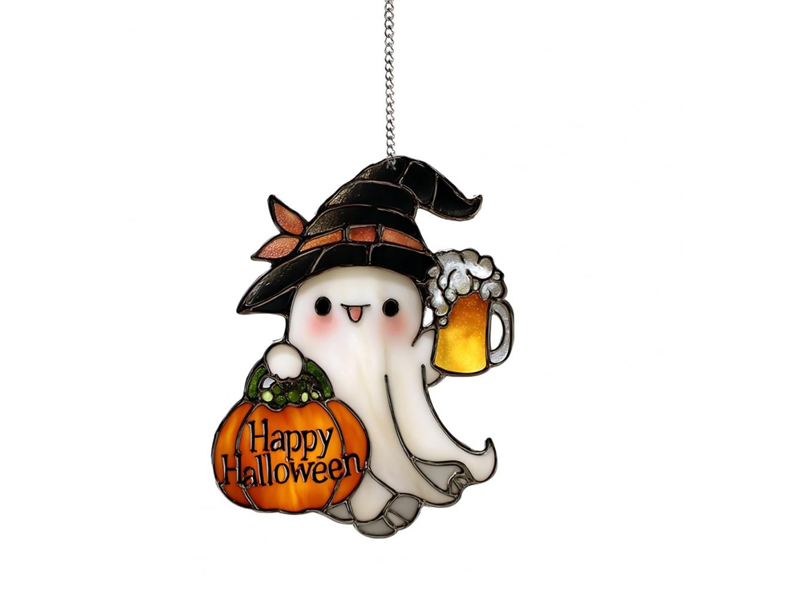 Serie de sol colgante fantasma de acrílico, colgante decorativo de Halloween para ventanas y porches, estilo Viewleaf D