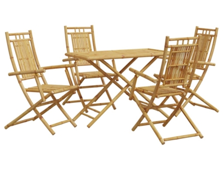 Conjunto 5 de comedor de jardín VIDAXL bambú