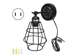 Aplique De Pared Industrial Con Enchufe Y Rejilla Protectora Para Dormitorio, Balcón Y Cabecero.