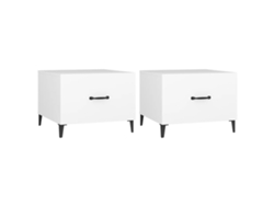 Mesa de centro con patas de metal, 2 piezas, blanca, MAISON EXCLUSIVE (50x50x40 cm)
