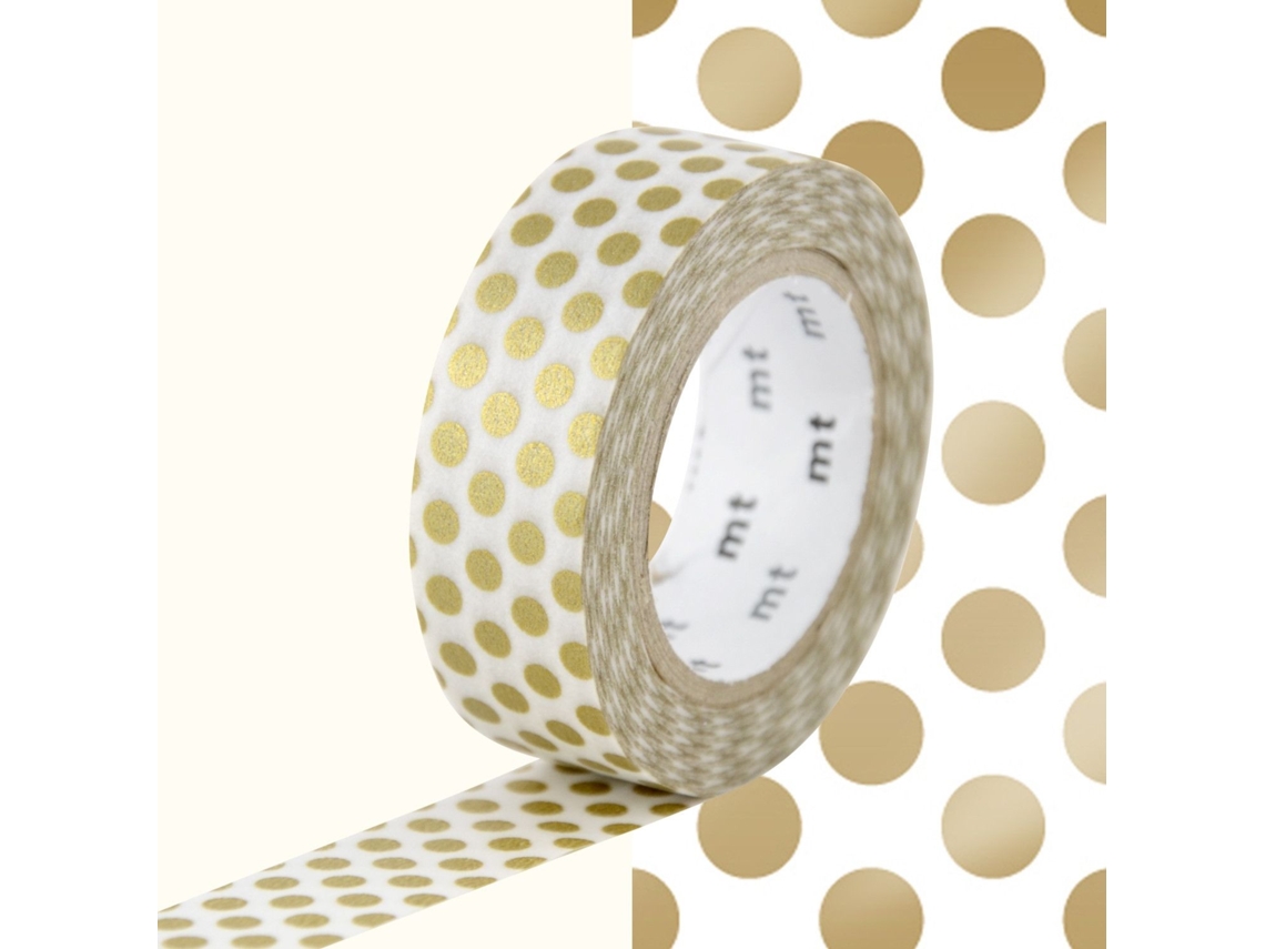 Cinta Adhesiva de Lunares Dorados MASKING TAPE (1,5 cm X 7 m)