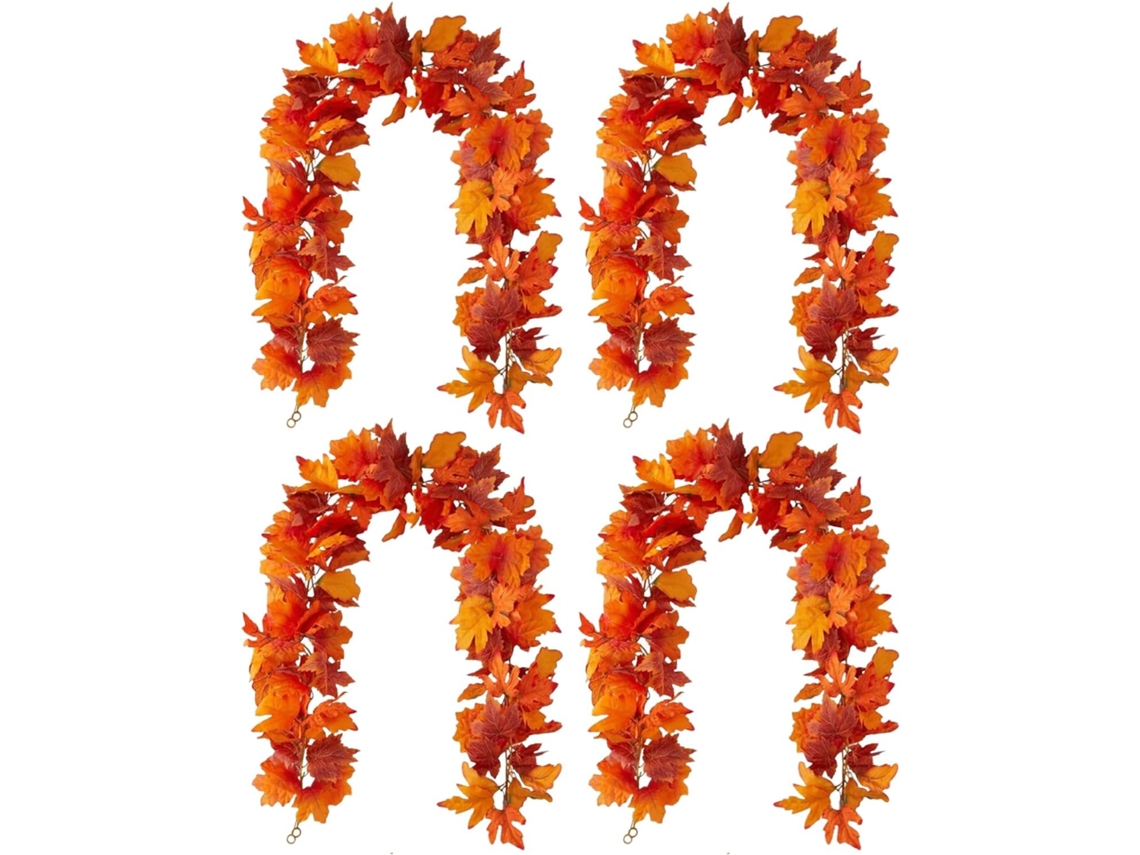 Corona de hojas otoñales para exteriores (4 piezas) con guirnaldas artificiales decorativas Gokoco