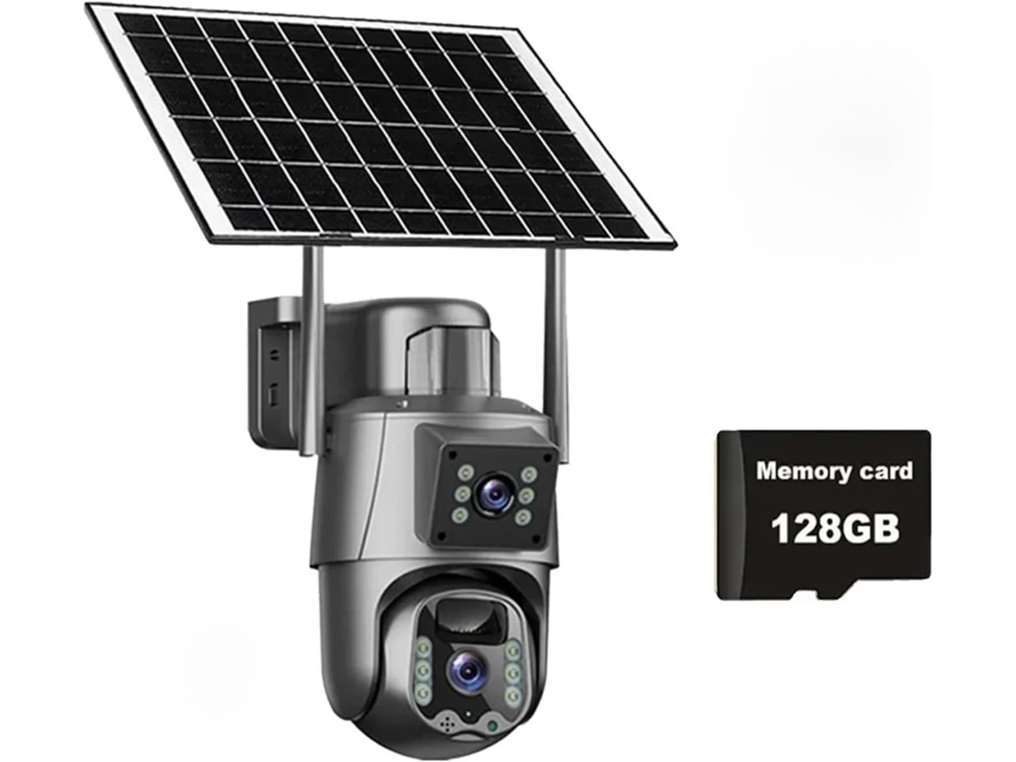 Cámara De Doble Lente 4g De 8 Mp, Detección De Movimiento Solar, Visión
