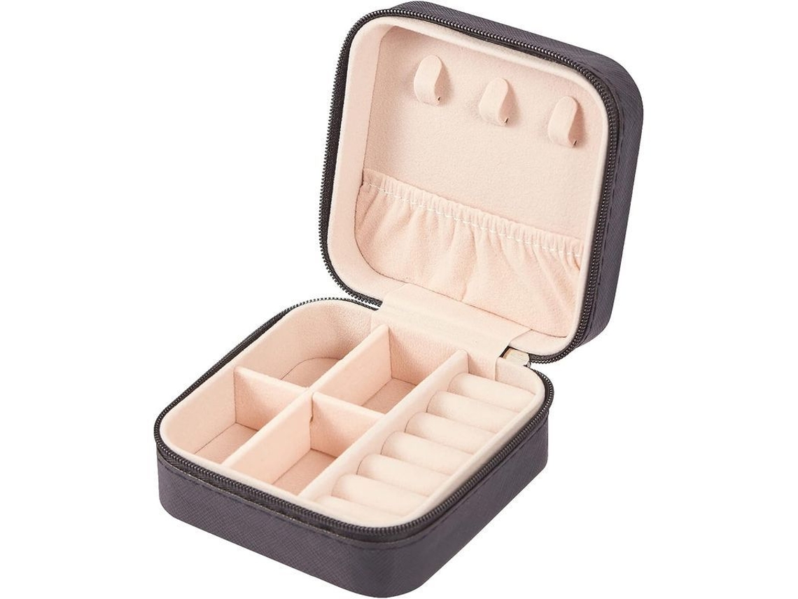 Caja De Joyería Pequeña De Cuero Pu, Estuche Portátil Para Viajes (negro)