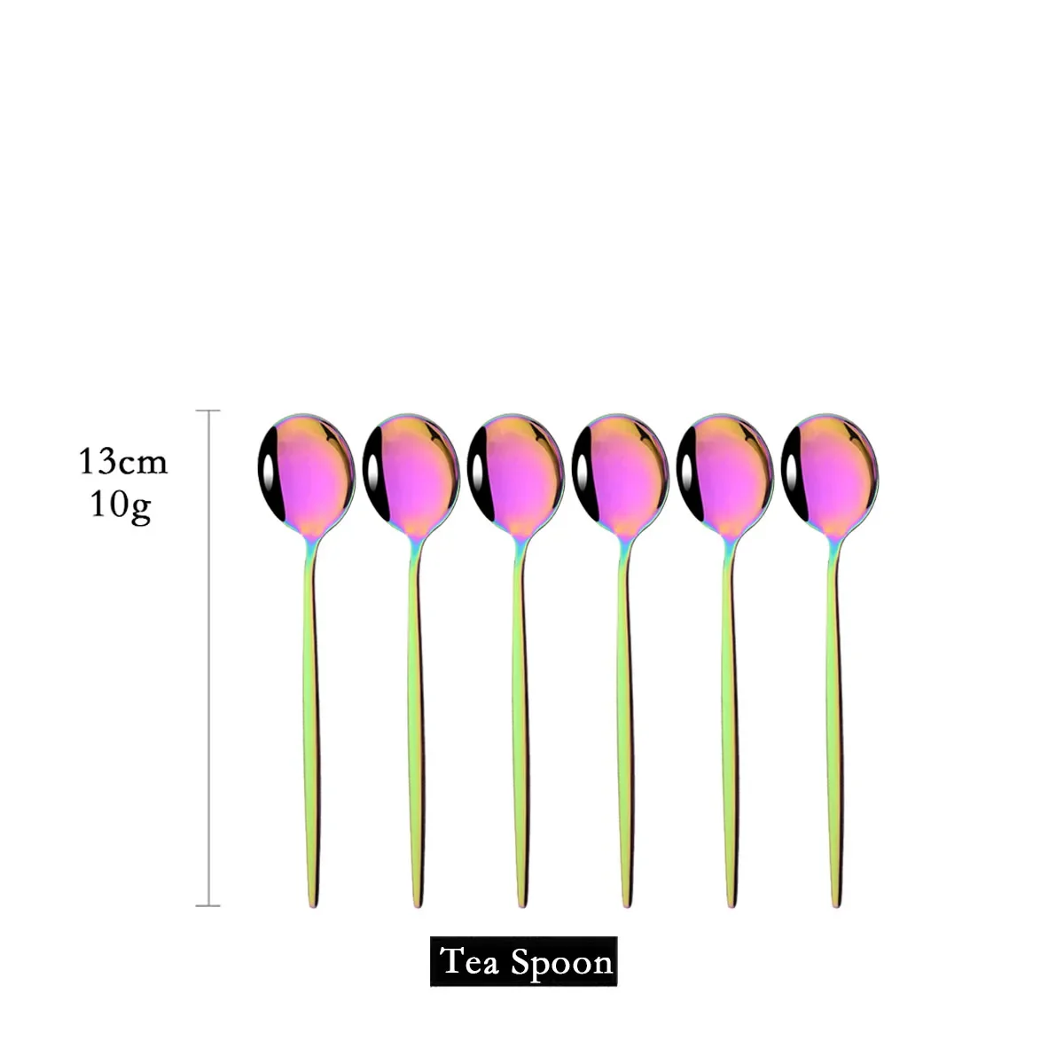 Cucharas de té de acero inoxidable, utensilios de cocina MDUG (coloridas, 6 unidades)