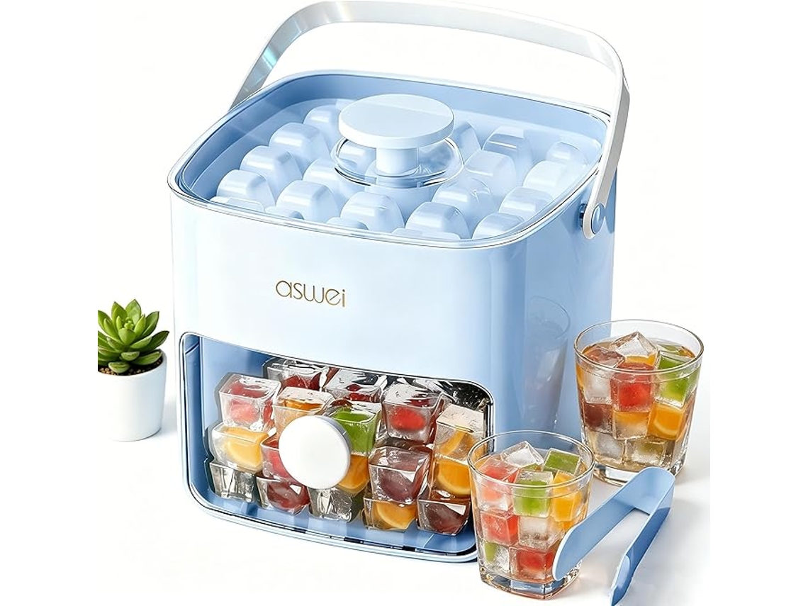 Máquina De Hielo De 48 Compartimentos, Equipada Con Tapa De Botón Pulsador, Fabricada Con Materiales Aptos Para Uso Alimentario. Panoona