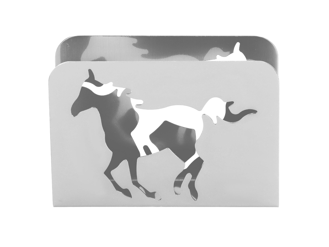 Porta Servilletas De Hierro Artístico Caballo Vertical Elegante Curvo Multifuncional Decoración De Mesa Plata
