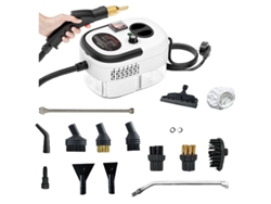Limpiador a vapor de 2500 W con alta temperatura y presión, 14 accesorios, 6 modos ajustables, blanco Gertiz