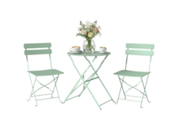 Conjunto Jardim Dobrável 2 Cadeiras Mesa Redonda Metal Eletroforético Verde