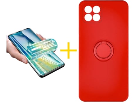 Carcasa + Protector de Pantalla para Huawei P40 Lite ACCETEL Rojo