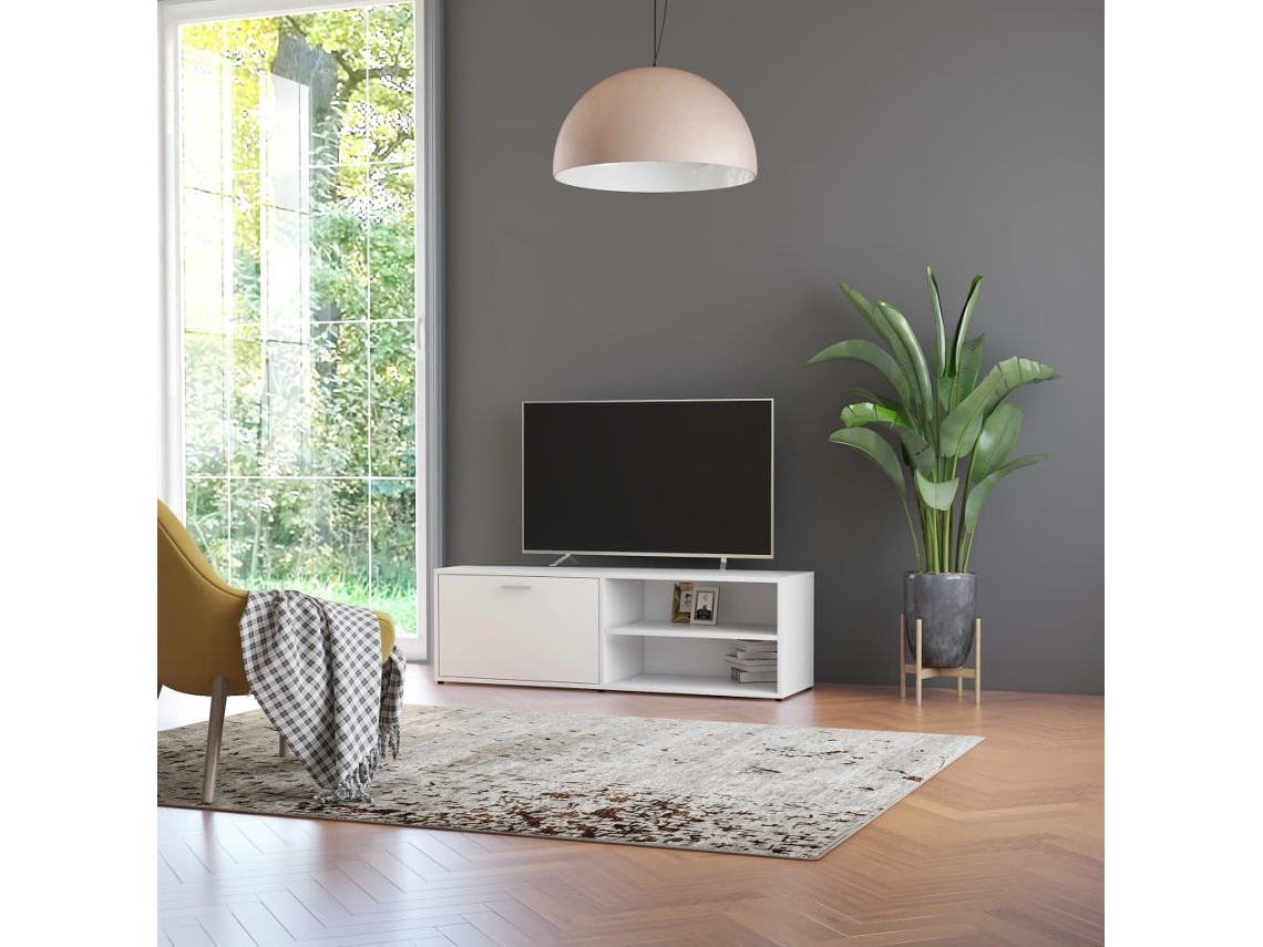 Mueble Para Tv Madera Contrachapada Blanco 120x34x37 Cm
