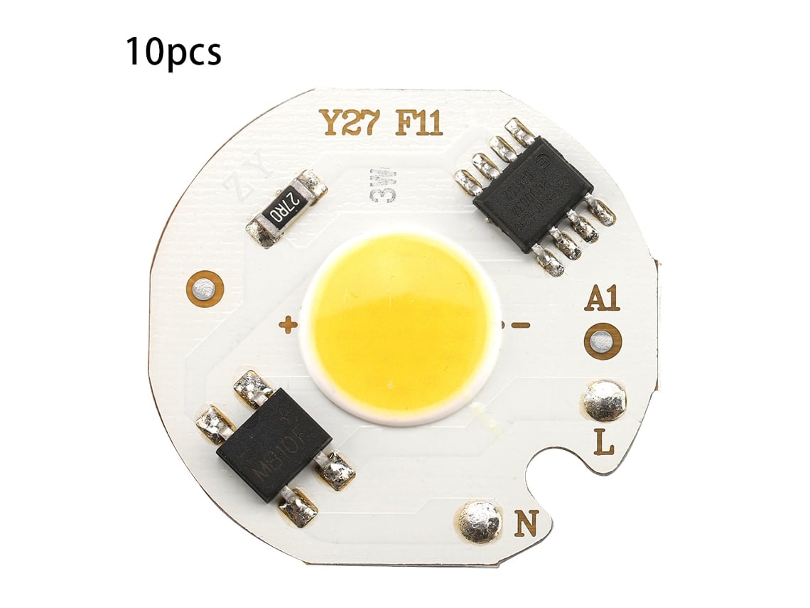 2026-10pcs Fuente De Luz Bombilla Cob Chip Integrado Ic Inteligente Ac220v 3w (cálido)