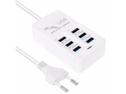 Carregador Usb 35w 6 Portas, Adaptador Multifuncional, Plugue Europeu, Compatível Com Celulares E Tablets.