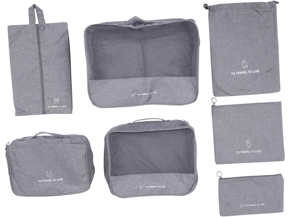 Juego De 7 Bolsas De Almacenamiento De Viaje Impermeables Con Organizador Unisex Para Ropa Y Ropa Interior.