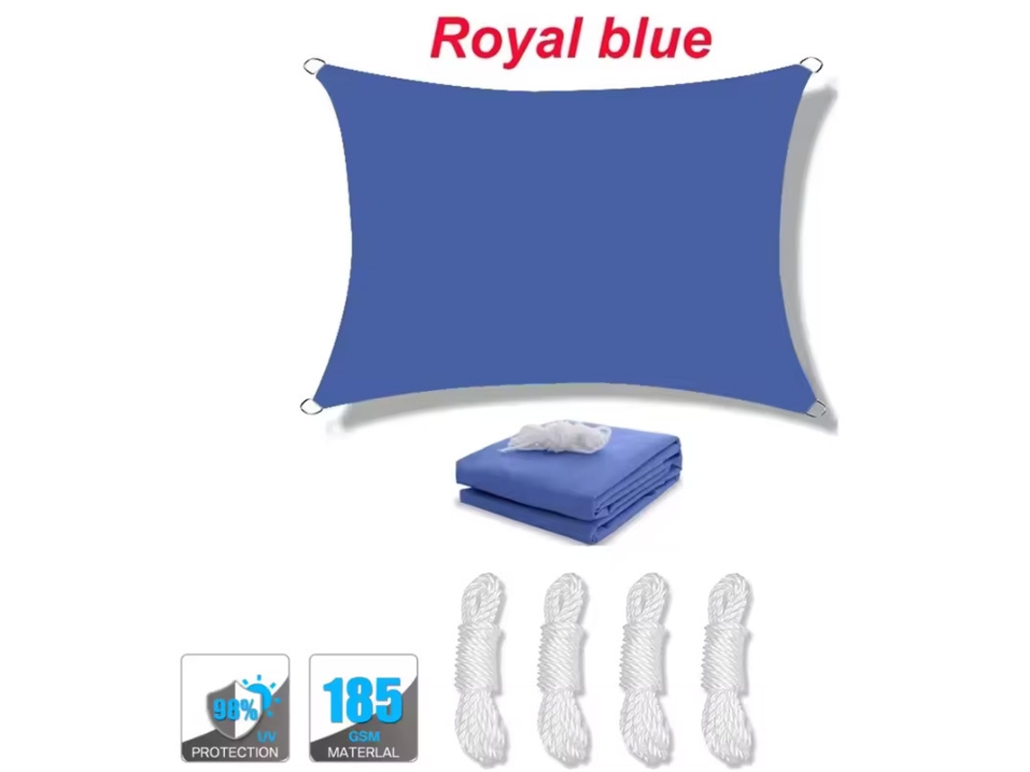 Toldo Vela De Sombra Impermeable Y Protección Uv Con Cuerdas Para Jardín Y Patio,azul Oscuro/2x3m Gertiz