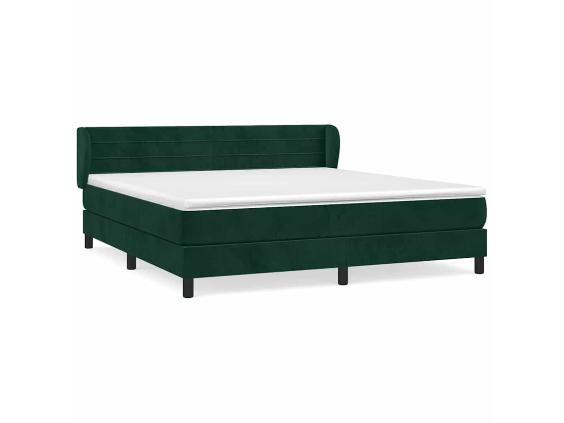 Maison Exclusive - Cama Box Spring Con Colchón Terciopelo Verde Oscuro 160x200 Cm