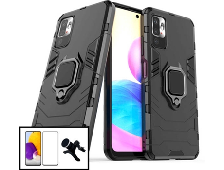 Kit Carcasa Militar Magnética + Protector de Pantalla + Soporte Magnético Xiaomi Redmi 10 2022 G4M Negro