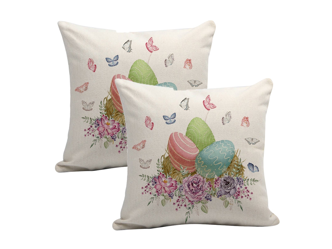 Fundas De Cojín Conejo Vintage - Estilo Pintado En Lino