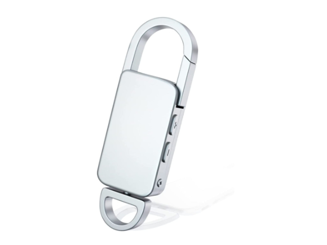 Grabadora de voz portátil de 64 GB con llavero y capacidad de grabación de 750 horas. Reducción de ruido digital para conferencias, entrevistas y reuniones. Yizhood (plateado).