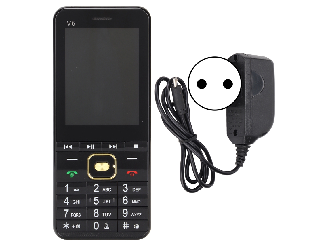 Celular Para Idosos E Crianças V6 2g Desbloqueado 4 Cartões 4 Standbys Tela 2.8 Polegadas Preto