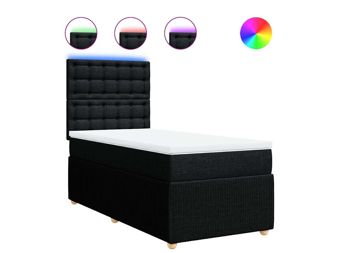 Maison Exclusive - Cama Box Spring Con Colchón Tela Negro 100x200 Cm