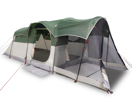 vidaXL Tienda de campaña familiar túnel 8 personas impermeable verde