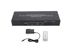 Divisor De Interfaz Multimedia 4k Hd De 2 Entradas Y 4 Salidas Con Control Remoto Y Enchufe Estadounidense.