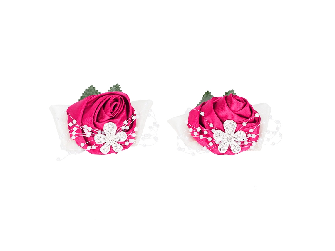 2 Pulseras De Flores Para Novia, Ramilletes Para Damas De Honor, Pulseras De Diamantes Y Rosas Rojas Para Decoración De Bodas.