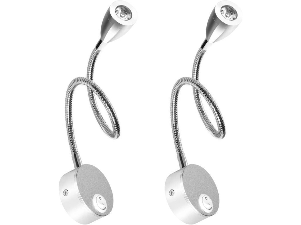 Lámpara De Pared De Dormitorio Led 2 Luces Gooseneck 3w 3000k Luz Blanca Cálida Para Lectura