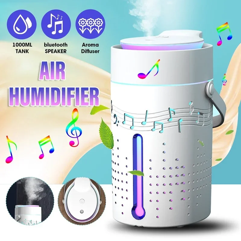 Humidificador Usb, Altavoz Bluetooth, Calidad De Sonido Hi-fi, Luces De Colores, Capacidad De 1000 Ml