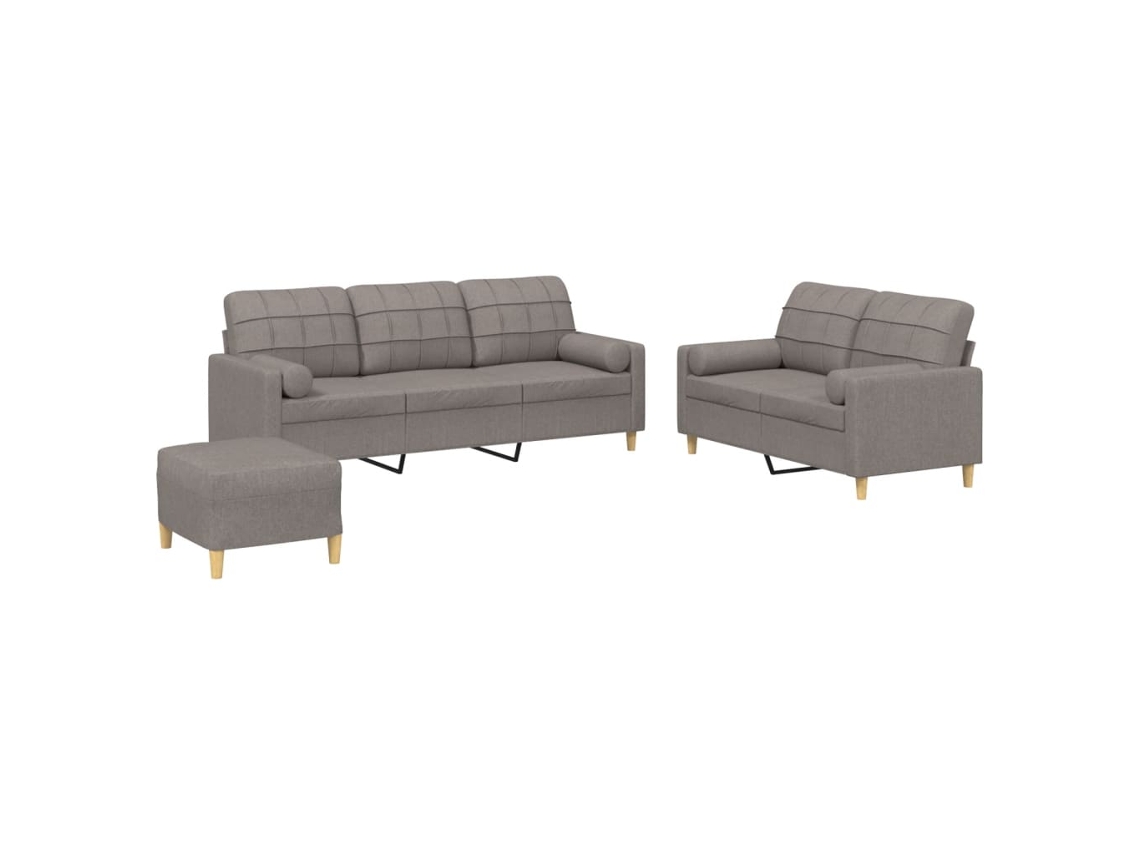 Maison Exclusive - Juego De Sofás Con Cojines 3 Piezas Tela Gris Taupe