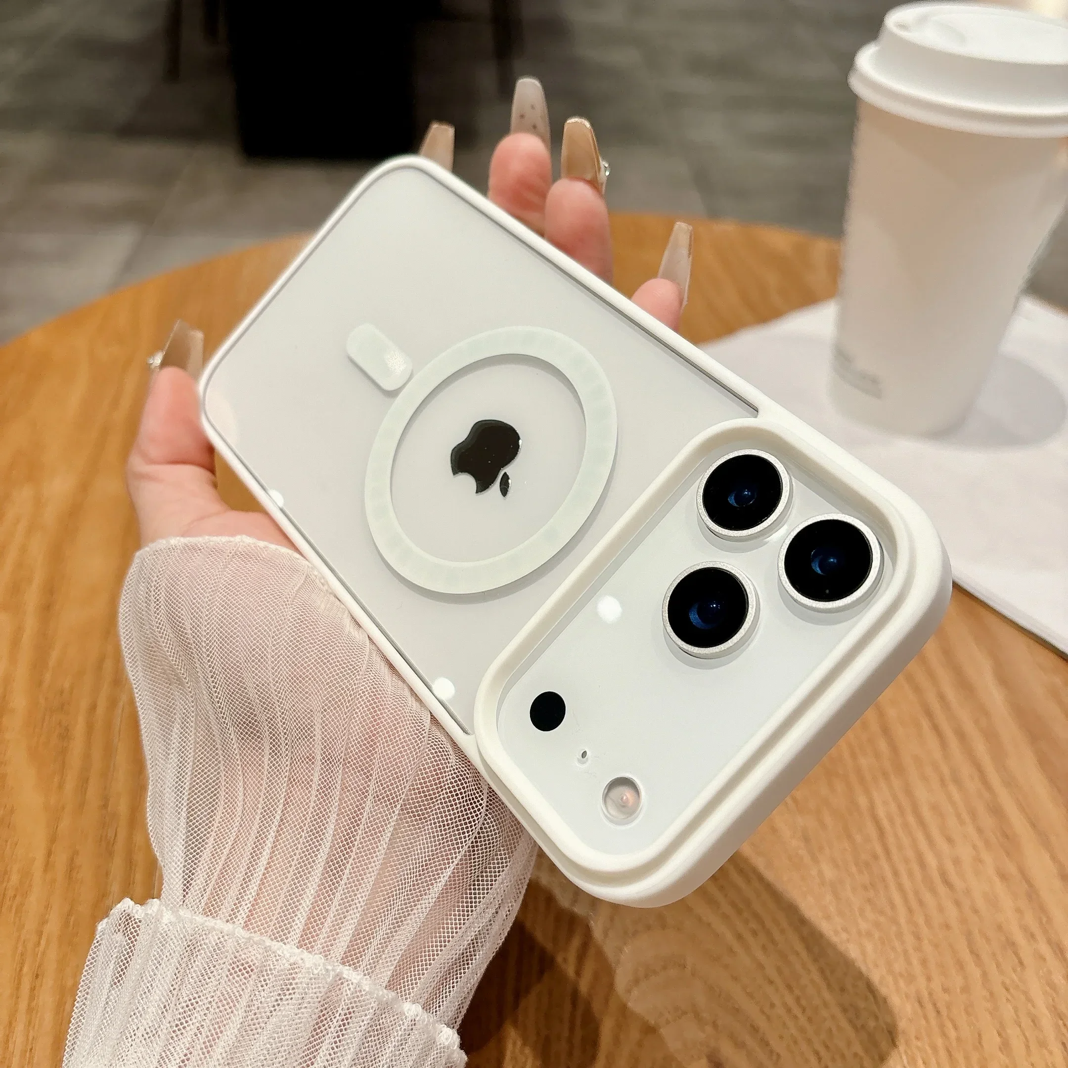 (blanco, Iphone 11 Pro Max) Funda Sencilla De Acrílico Transparente Para Teléfono, Compatible Con Carga Inalámbrica Magnética, Textura Mate.