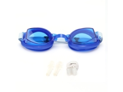 Gafas De Natación Para Niños Con Tapones Nasales Ajustables Y Clips, Color Azul.