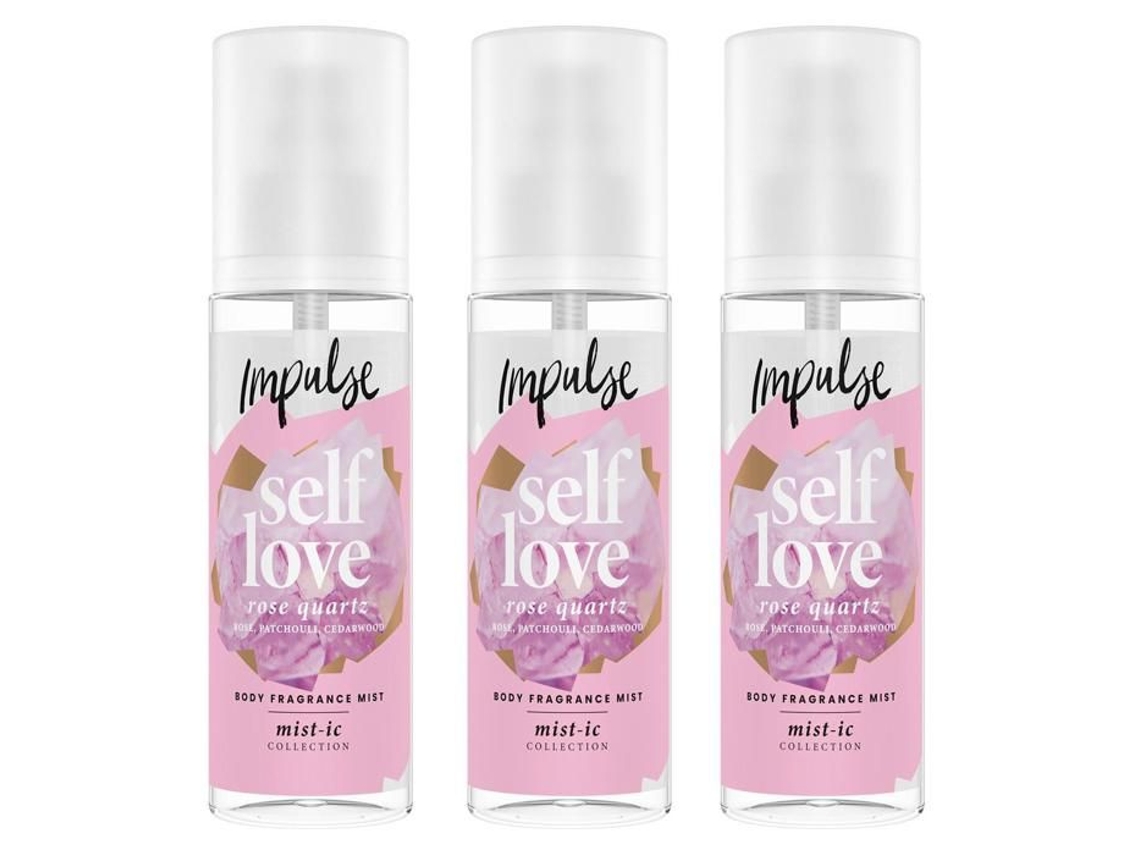 Fragancia corporal Impulse, bruma Self-Love con pétalos de rosa y notas de cedro, 150 ml, paquete de 3 Impulse