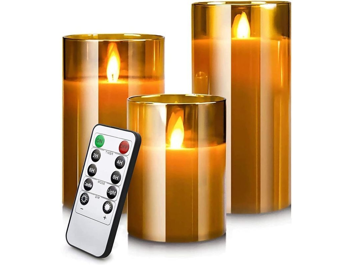 2026altiro-velas Led Sin Llama Con Llama Móvil, Cera Real, Temporizador Y Control Remoto, Decoración Para Fiestas De Navidad Y Halloween.