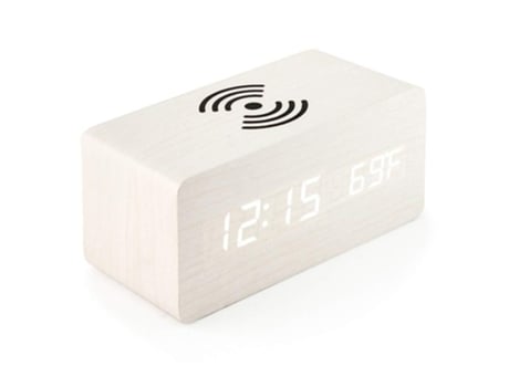 Reloj despertador electrónico digital de madera LED, reloj de carga junto a la cama, reloj de madera digital de carga inalámbrica